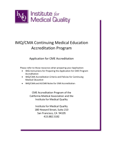 DRAFT IMQ CME Accreditation Application IMQ/CMA Continuing