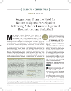 Suggestions From the Field for Return to Sports Participation