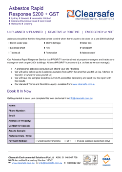 Asbestos Rapid Response $200 + GST