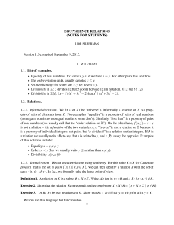 EQUIVALENCE RELATIONS (NOTES FOR STUDENTS)