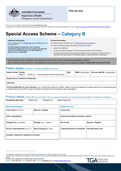 Special Access Scheme * Category B