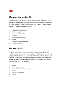 Mathematical studies SL Mathematics SL