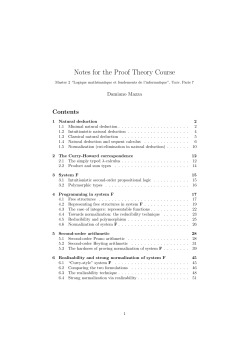 Notes for the Proof Theory Course