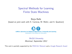 Spectral Methods for Learning Finite State Machines