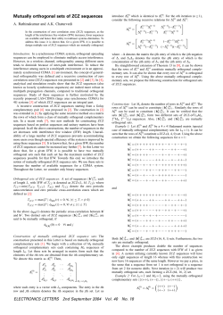 Mutually orthogonal sets of ZCZ sequences - Electronics Letters