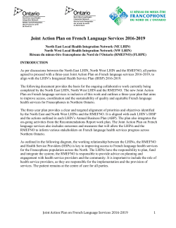 Joint Action Plan on French Language Services 2016-2019