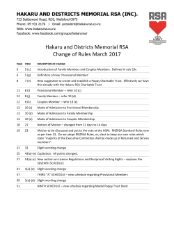 Hakaru and Districts Memorial RSA Change of Rules March 2017