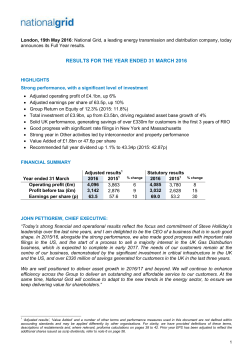 results for the year ended 31 march 2016 - Investors