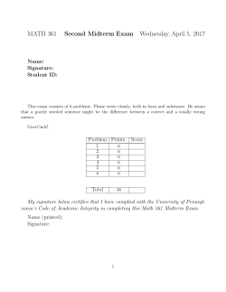 MATH 361 Second Midterm Exam Wednesday , April 5