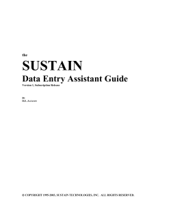 The SUSTAIN Data Entry Assistant Guide