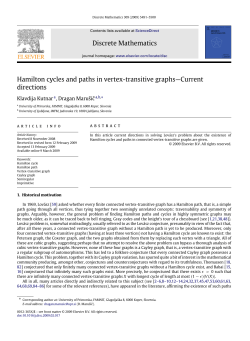 Discrete Mathematics Hamilton cycles and paths in vertex