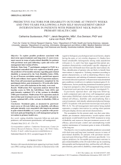 Predictive factors for disability outcome at tWeNty Weeks aNd tWo