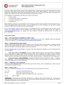 Compensation Claim Form - The Motor Vehicle Sales Authority of BC