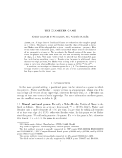 THE DIAMETER GAME 1. Introduction In the most general setting, a