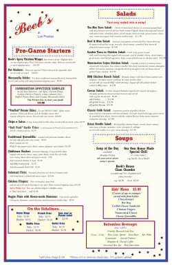 Pre-Game Starters Salads Soups Salads