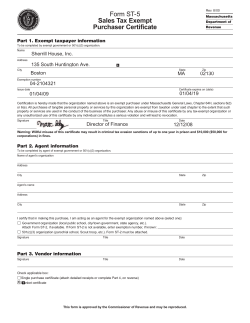 Form ST-5 Sales Tax Exempt Purchaser Certificate