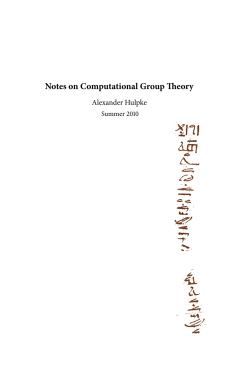 Notes on Computational Group Theory