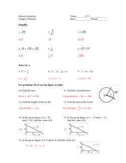 Honors Geometry Name_______KEY______________ Chapter 9