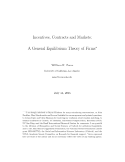 Incentives, Contracts and Markets
