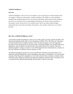 Artificial Intelligence Overview Artificial Intelligence (AI) is the area of