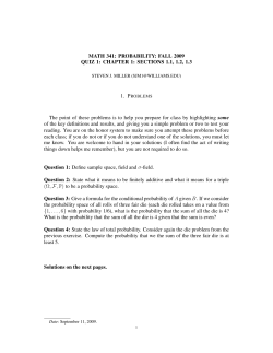 MATH 341: PROBABILITY: FALL 2009 QUIZ 1: CHAPTER 1