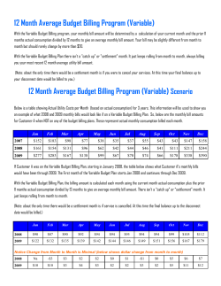 12 Month Average Budget Billing Program (Variable) 12 Month