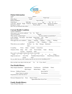 Patient Information Current Health Condition Past Health History