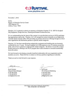Playtime`s Response to RFP - National Cooperative Purchasing