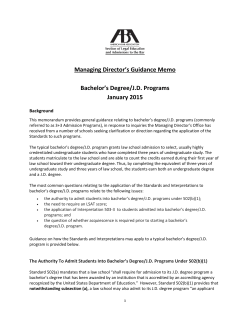 Bachelor`s Degree/J.D. Programs