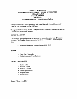 The agenda for the meeting follows. The publication ofthe agenda is