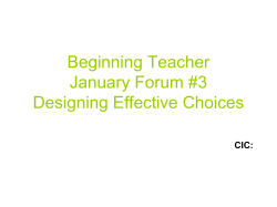 Beginning Teacher November Forum #2 Using Thinking Prompts and Stories