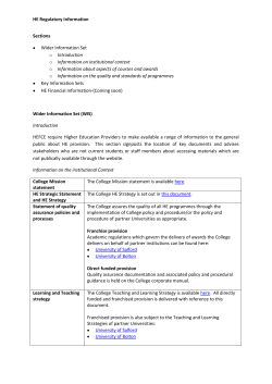 HE Regulatory Information Sections Wider Information Set o