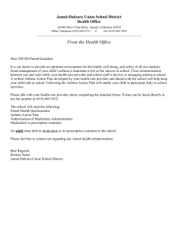 Asthma Action Plan: Parent Letter - Jamul