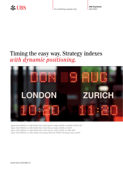 Timing the easy way. Strategy indexes with - UBS