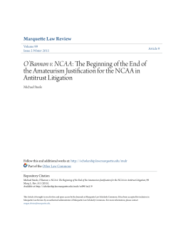 O`Bannon v. NCAA: The Beginning of the End of the