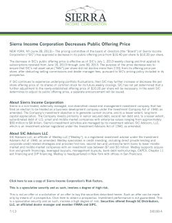 6/28/13 - Sierra Income Corporation Decreases Public Offering Price