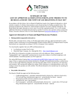 SUMMARY OF THE LIST OF APPROVED ALTERNATIVES FOR