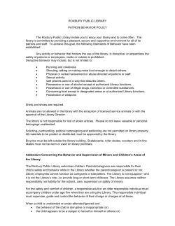 Patron Behavior Policy - Minor Memorial Library
