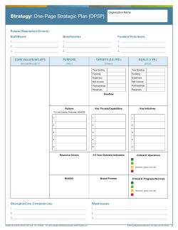 Strategy: One-Page Strategic Plan (OPSP)