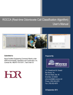 ROCCA (Real-time Odontocete Call Classification Algorithm) User`s