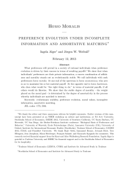 Homo Moralis &ndash; preference evolution under incomplete information