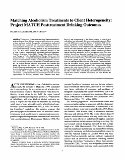 Matching alcoholism treatments to client heterogeneity: Project