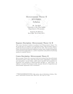 Microeconomic Theory II ECON6031 Syllabus