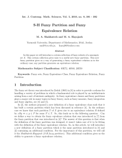 S-H Fuzzy Partition and Fuzzy Equivalence Relation 1 Introduction