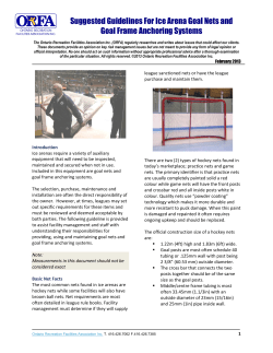 Suggested Guidelines For Ice Arena Goal Nets and Goal Frame