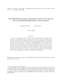 Non-Malleable Encryption: Equivalence between Two Notions, and
