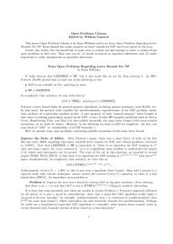 Open Problems Column Edited by William Gasarch This issue`s