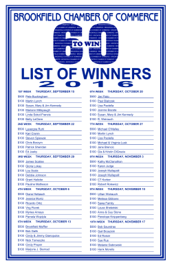 THURSDAY, SEPTEMBER 15 $500 Pete Buckingham $100 Martin