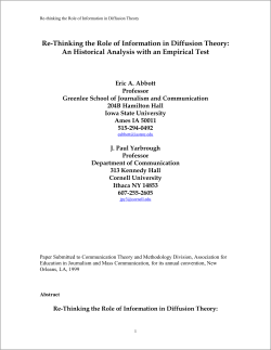 Re-Thinking the Role of Information in Diffusion Theory: An