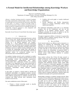 A Formal Model for Intellectual Relationships among